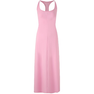 Fanptntox背心连衣裙女夏季新款粉色工字型U型领修身显瘦长款裙子