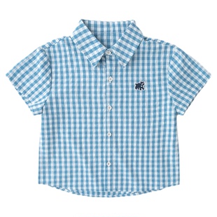 嘟嘟家宝宝衬衫儿童夏季短袖男童女童新款衬衣婴儿格子衫童装衣服