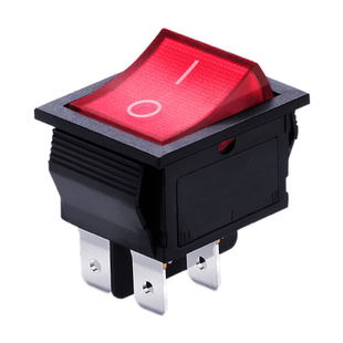 上开 24V直流船型开关带灯KCD2翘板船形电源开关4脚2档 DC24V 16A