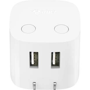 公牛防过充充电器usb插头定时器充满自停一拖二项插座2两脚转接头