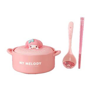 三丽鸥泡面碗陶瓷带盖家用大容量学生个人专用大号可爱方便面汤碗