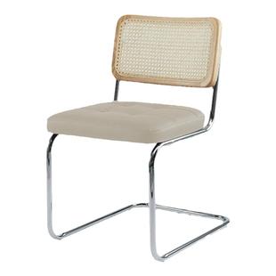 实木藤编北欧中古餐椅家用现代简约轻奢设计师软包靠背瓦西里椅子