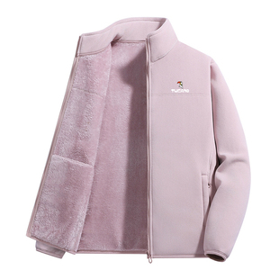 啄木鸟抓绒衣女2025新款冬季加绒加厚保暖立领摇粒绒休闲时尚外套