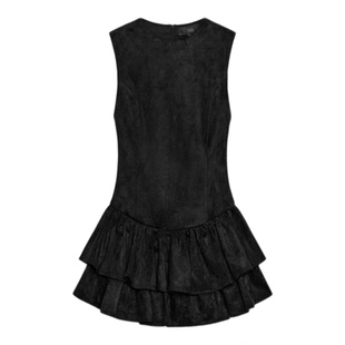 ZA外贸出口打蜡皮革效果叠层装饰绒面质感效果短连衣裙女4764279