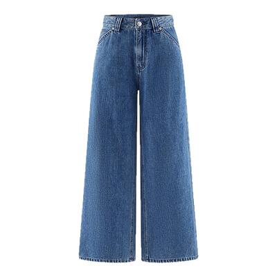 A21女装宽松中腰阔腿牛仔裤