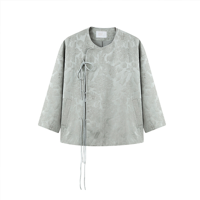 复古新中式偏襟系带短外套