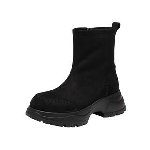 思加图冬季新款复古雪地靴保暖加绒瘦瘦靴厚底增高时装靴Y2525DZ5