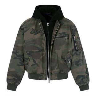 EVC/迷彩假两件MA1棉服重磅水洗廓形bomber飞行夹克街头Vibe风