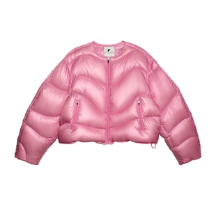 高密防绒轧光面料 半圆女装[运动]2025冬宽松可拆卸围脖羽绒服女