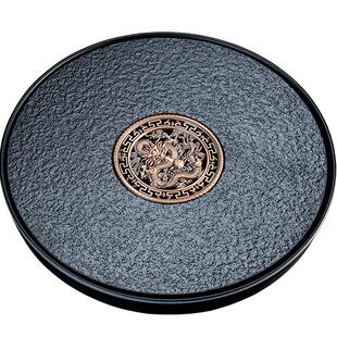 圆形茶盘乌金石茶台储水式蓄水小型家用客厅圆托盘办公室茶具茶托