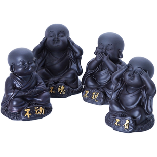 精品可养树脂浇水变色茶宠四不小和尚茶从宠茶桌茶盘创意摆件饰品