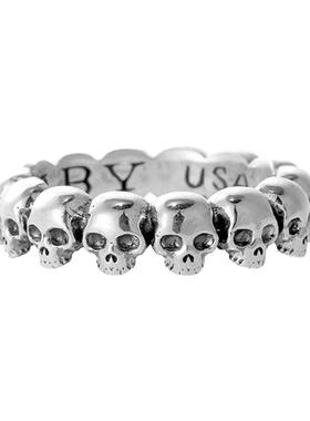 KING BABY经典骷髅联排戒指摇滚朋克嘻哈时尚潮流ins风礼物