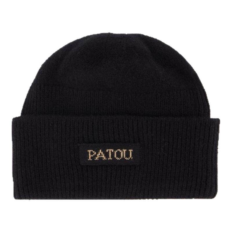 PATOU 黑色羊毛毛线帽