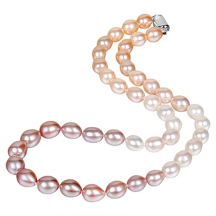 海蒂珠宝 曼塔玫瑰---曼妙 淡水渐变四季彩珍珠项链精工S925 送礼