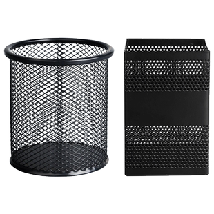 晨光笔筒大容量学生桌面金属笔筒收纳盒创意时尚圆笔筒摆设北欧风简易方形笔桶摆件儿童个性简约文具办公用品