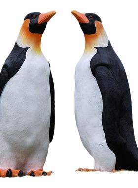 户外仿真企鹅摆件商场海洋馆公园水池造景玻璃钢卡通动物雕塑装饰