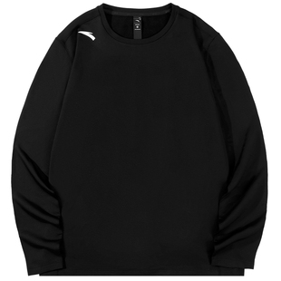 安踏加绒长袖男秋冬内搭保暖打底衫休闲跑步宽松大码圆领运动T恤