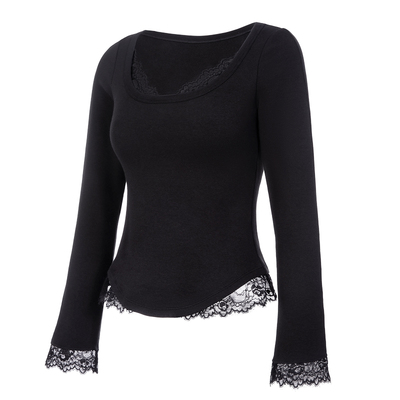 歌力诺秋冬带胸垫一体式蕾丝保暖