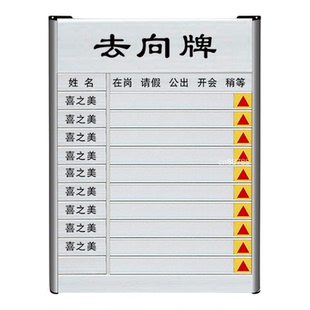 人员去向牌定制铝合金门牌办公室部门牌可更换工作人员告知牌水牌