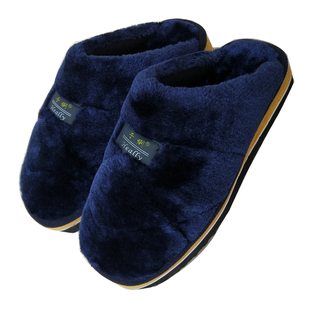 于俐冬季纯手工棉拖鞋厚底男女包跟保暖棉鞋居家情侣防滑毛绒拖鞋