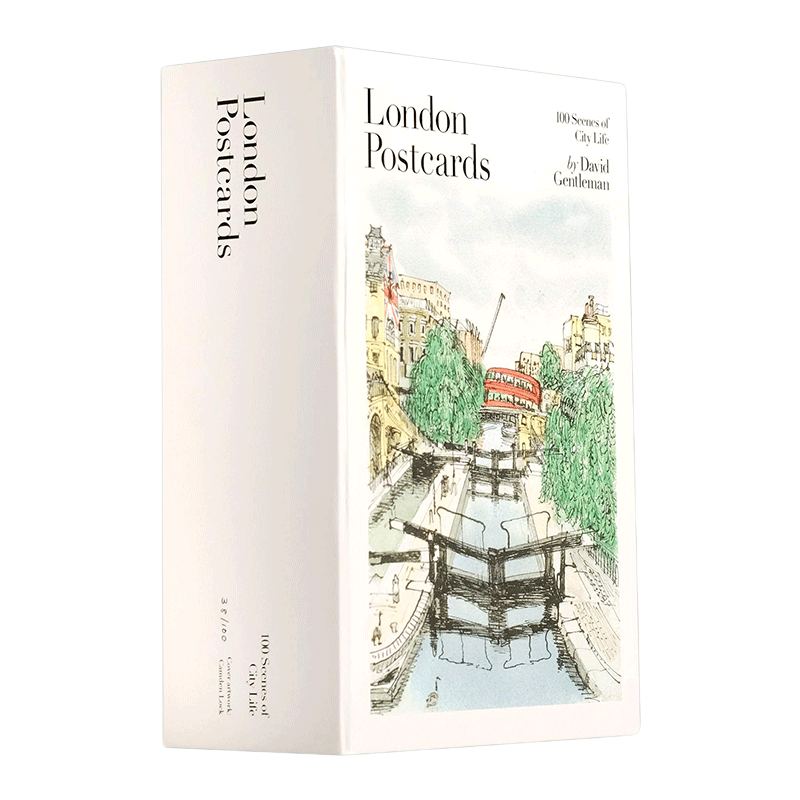英文原版 100 London Postcards 伦敦 城市水彩画明信片 英文版 进口英语原版书籍