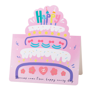 生日贺卡立体高级感手写信纸生日儿邀请卡童小学生烘焙店生日蛋糕祝福花束装饰卡礼物留言英文快乐小卡片精致