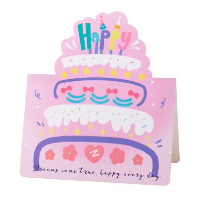 生日贺卡立体高级感手写信纸生日儿邀请卡童小学生烘焙店生日蛋糕祝福花束装饰卡礼物留言英文快乐小卡片精致