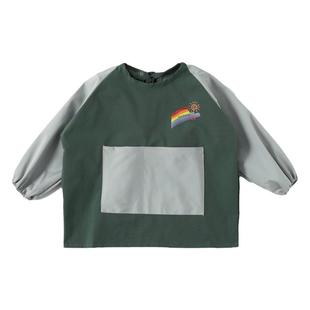 儿童画画罩衣长袖防水防脏幼儿园吃饭美术书法小学生男女宝宝围兜