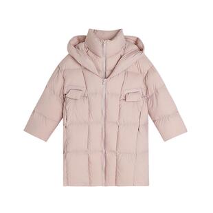 布丁哈鲁冬装女童2026冬季新款儿童长款连帽假两件保暖羽绒服