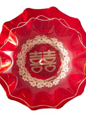 喜庆婚礼中式红色塑料果盘干果喜糖婚庆家用干果盘子结婚宴会专用