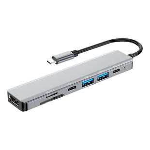 可芝（KERZY）拓展坞Type-C转HUB分线集线转换器4K投屏快充双读卡转HDMI+USB3.0+USB2.0+PD+usb-c数据+SD/TF