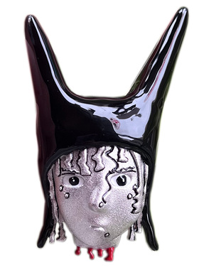 暗黑系恶魔角半立体人像吊坠项链