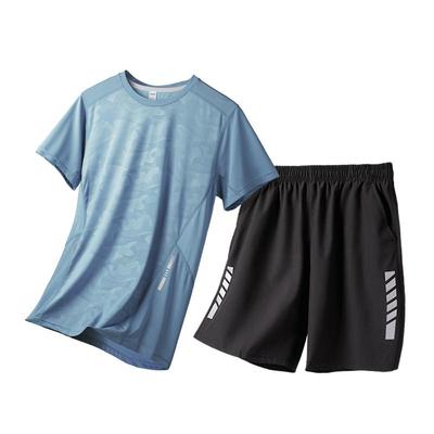 冰丝短袖夏季速干T恤男运动套装