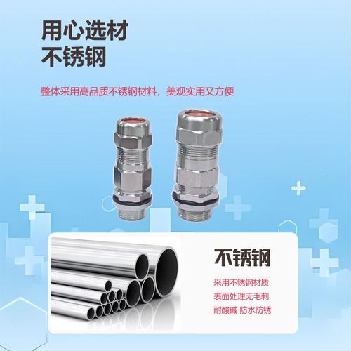 304不锈钢金属铠装防爆格兰头螺纹填料函隔爆双密封电缆防水接头