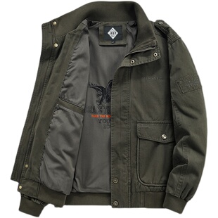 JEEP吉普秋季新款男士纯棉休闲夹克多口袋美式复古工装军旅外套
