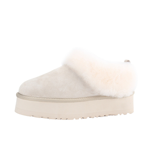 EUVA厚底雪地靴女皮毛一体塔茨勒羊毛增高低帮懒人鞋一脚蹬面包鞋