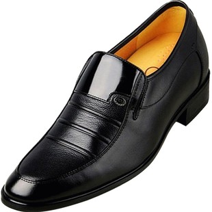 高哥增高皮鞋男春季新款一脚蹬真皮男鞋正装商务隐形内增高鞋子