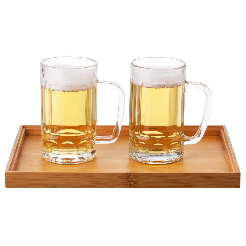 大容量啤酒杯玻璃杯带把手家用