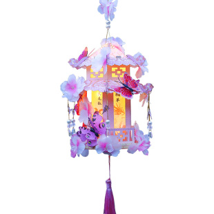 2026新款新年灯笼花灯diy手工儿童手提蝴蝶古风宫廷灯兔鱼灯元宵