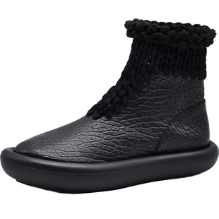 Artmu阿木原创复古针织短靴女弹力瘦瘦靴厚底靴子真皮加绒女靴