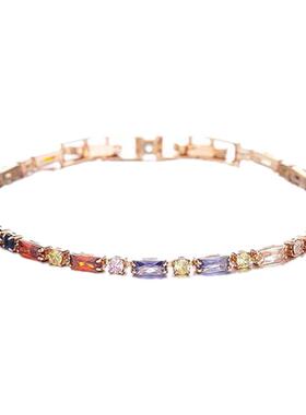 MIHMILY 欧洲「设计师」天然彩色水晶手链女18K金时尚ins精致甜美