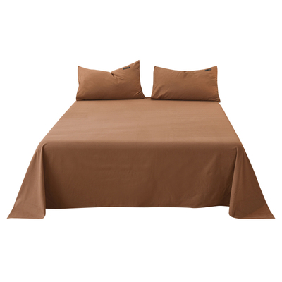 素色加厚全棉磨毛纯色床单棕色