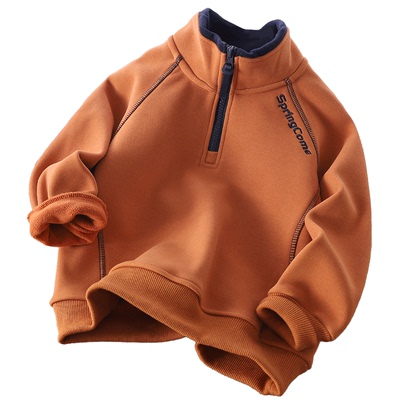 半高领男童加绒卫衣秋冬款帅气潮