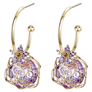 CAROMAY镂空玫瑰花球耳环长款ins轻奢耳坠2025新款潮显脸瘦的耳饰