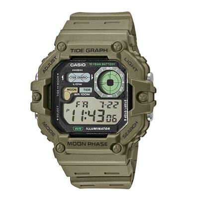 卡西欧100m防水复古小方块运动表