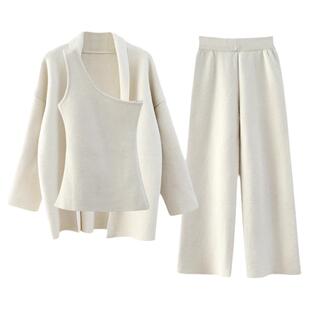 YH2.Chennnnn小宸家 J简ROW风斜肩背心针织开衫阔腿裤针织套装