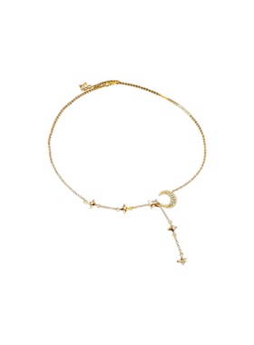 锆石月亮星芒吊坠项链轻奢小众百搭锁骨链个性冷淡风饰品女感