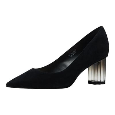 LuxuryRebel时尚粗跟浅口高跟鞋