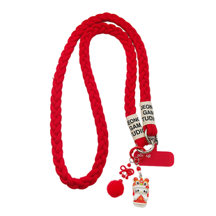 手机挂绳新年红斜挎可背编织加粗带子醒狮kt挂件户外相机包包吊绳