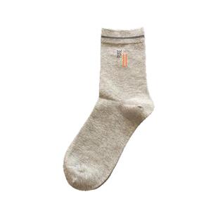 鹿人袜子男士秋冬季加厚中高筒精梳棉时尚简约百搭简约棉线袜7003